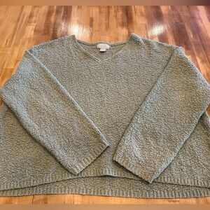 Cozy Sage Green V-Neck Sweater by J Jill, XL